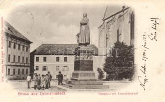 Nagyszeben, Hermannstadt; Huetplatz, Teutschdenkmal; Verlag Karl Graef / Huet tér