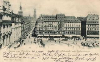 Dresden, Altmarkt mit Schlossstrasse / market place, Hermann Herzfelds shop, Café Metropole, Café Central