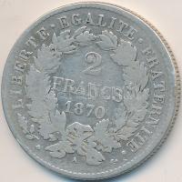 Franciaország / Modern Köztársaság 1870A 2Fr Ag kis "A" T:3 France / Modern Republic 1870AK 2 Francs Ag small "A" C:F