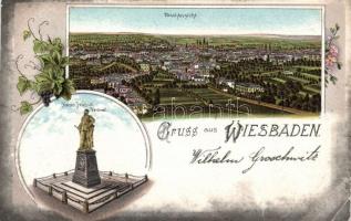 1899 Wiesbaden, Kaiser Friedrich Denkmal, litho (EK)