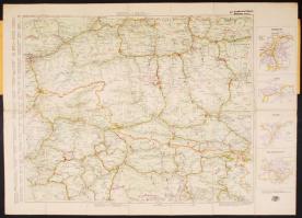 cca 1930 Innsbruck és környéke vászon autóstérkép kiváló állapotban / Asutria canvas automobile map in nice condition