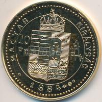 DN "Magyar aranypénzek utánveretben - Ferenc József 4 forint" aranyozott Ag emlékérem (5.5...