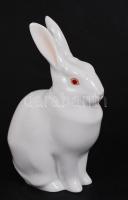 Herendi nyuszi, fehér mázas, szemei kézzel festett, jelzett, hibátlan, m:13 cm / Herend white rabbit