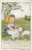 Kislány báránnyal, Reinthal & Newman s: G. Drayton, Girl with lamb, Reinthal & Newman s: G. Drayton