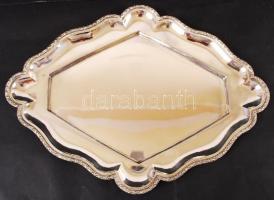 Ezüst (Ag.) tálca eredeti üveg betéttel, jelzett, mesterjeggyel, hibátlan üvegekkel, nettó:744g, 30×...