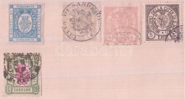 35 db olasz okmánybélyeg 9 lapra ragasztva