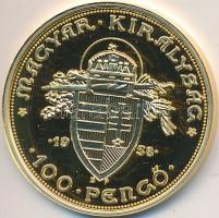 DN "Magyar aranypénzek utánveretben - Szent István jubileumi 100 pengő" aranyozott Ag emlé...