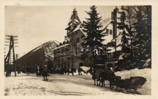 Semmering Hotel Erzherzog Johann in winter, Sonnwendstein, horse-drawn sleigh (gluemark)