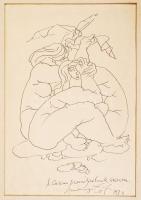 Amerigo Tot (1909-1985): Összeborulva. Tus, papír, jelzett, apró hibákkal, 28,5×19 cm