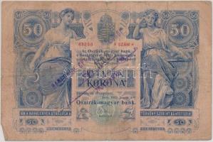 1902. 50K lila cirill betűs felülbélyegzéssel T:III-