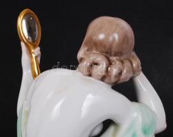 Herendi tükrös akt, kézzel festett, jelzett, hibátlan, m:23 cm