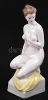 Hollóházi porcelán akt, kézzel festett, jelzett, hibátlan, m:30 cm/Hand painted Hollóházi porcelain nude