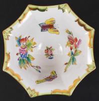 Herendi Viktória mintás kínáló tálka, kézzel festett, jelzett, hibátlan, m:8,5 cm, d:15,5 cm