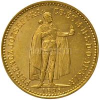 1898. 10K Au "Ferenc József" Körmöcbánya (3.39g/0.900) T:2,2-  Hungary 1898. 10 Korona Au "Franz Joseph" Kremnitz (3.39g/0.900) C:aXF Huszár: 2200., Adamo K8