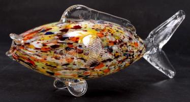 Üveg tétel (4 db): boros kiöntő, 2 db bonbonier, hal alakú asztali dísz, hibátlan