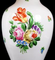 Herendi virág mintás asztali lámpa, kézzel festett, jelzett, hibátlan, búra foltos, m:97 cm