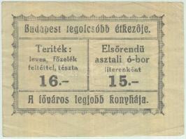 Budapest ~1920. Központi Buffet 20f értékű utalvány T:III