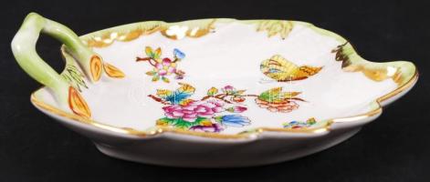 Herendi Viktória mintás füles tálka, kézzel festett, jelzett, hibátlan, 14×11 cm