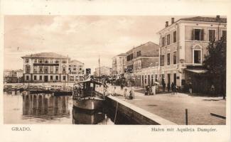 Grado, port, Aquileja steamer, Hotel Metropole, cafe