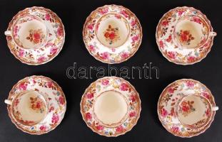 Copeland porcelán teáscsésze és alátét, 6 db, hibátlan, jelzett