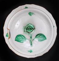 Herendi cukros doboz, rózsán apró lepattanás, kézzel festett, hibátlan, m:10 cm