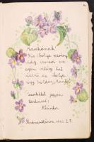 1939-1947 Régi emlékkönyv, belsejében sok szép rajzzal