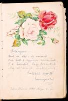 1939-1947 Régi emlékkönyv, belsejében sok szép rajzzal