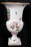 Herendi virág mintás amfora, kézzel festett, jelzett, hibátlan, m:24,5 cm, d:15,5 cm
