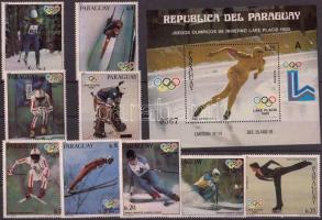 Winter Olympic Games medalists set + sheet with 2 blocks of 8 + block Téli olimpia érmesei sor + 2 n...