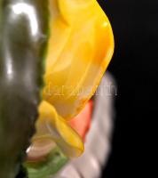 Herendi virágos kosár, apró lepattanások a rózsákon, kézzel festett, jelzett, m:23 cm, 27×23 cm