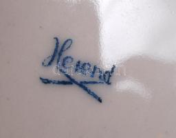 Herendi virágos kosár, apró lepattanások a rózsákon, kézzel festett, jelzett, m:23 cm, 27×23 cm