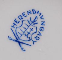 Herendi Viktória mintás bonbonier, kézzel festett, jelzett, apró lepattanás a rózsán, m:7 cm, d:7,5 ...