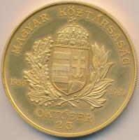 Bognár György (1944-) 1989. "1956-1989 Magyar Köztársaság Emlékérem" aranyozott nagyméretű...