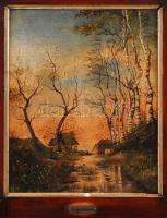 Vecsey Tivadar (1885-?): Falu határ. Olaj, vászon, jelzett, apró hibákkal, keretben, 27×23 cm