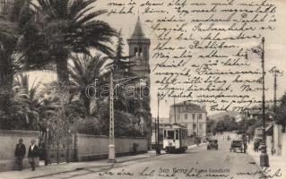 San Remo, Corso Cavallotti, tram, automobile