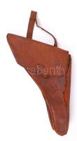 Antik bőr pisztolytáska, viselt állapotban, h:37 cm