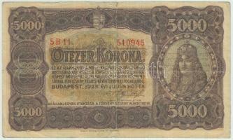 1923. 5000K "Magyar Pénzjegynyomda Rt." T:III