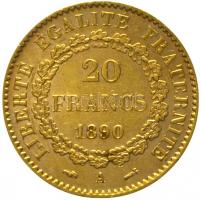 Franciaország / Modern Köztársaság 1890A 20Fr Au (6.47g/0.900) T:2
France / Modern Republic 1890A 20...
