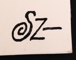 Szűr-Szabó József(1902-1988): Ellenőrző központ. Papír, tus, jelzett, 30×40 cm