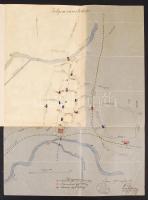 1911 Zólyom várostérképe jelmagyarázattal, kézzel rajzolt, 35x47 cm