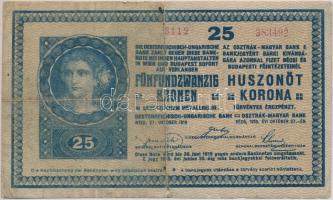 1918. 25K hullámos hátoldalon "ZIRCVIDÉKI TAKARÉKPÉNZTÁR" T:III