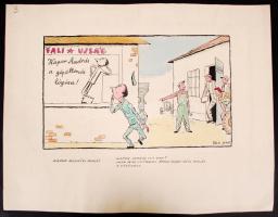 Pályi Jenő (1903-1953): Kapor a logós. Vegyes technika, papír, jelzett, 21×35 cm