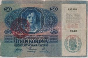 1916. 1K + 1917. 2K + 1914. 50K + 1912. 100K mindegyik "Felülbélyegzés 1919. jan. 31. Nyírbátor...