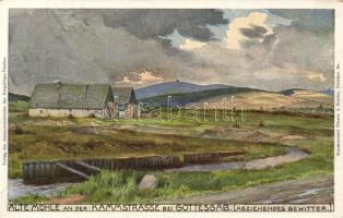 Bozi Dar / Gottesgab, Kammstrasse; alte Mühle / mill, Kunstanstalt Förster & Borries, Zwickau