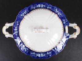 Zsolnay Pompadour leveses tál, jelzett, kézzel festett, hibátlan, 31.5×20 cm, m:20 cm