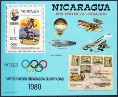 1980 Nicaragua részt vesz az olimpián; Rowland Hill blokk Mi 111