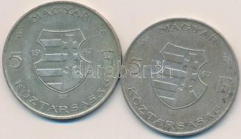 1947. 5Ft Ag "Kossuth" (2x) T:3