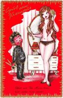 5 db MODERN Krampusz témájú humoros, erotikus képeslap / 5 modern motive cards, Krampus, humour, ero...