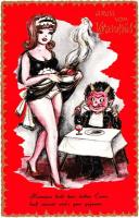 5 db MODERN Krampusz témájú humoros, erotikus képeslap / 5 modern motive cards, Krampus, humour, ero...