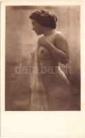 Erotic postcard, nude, kerchief